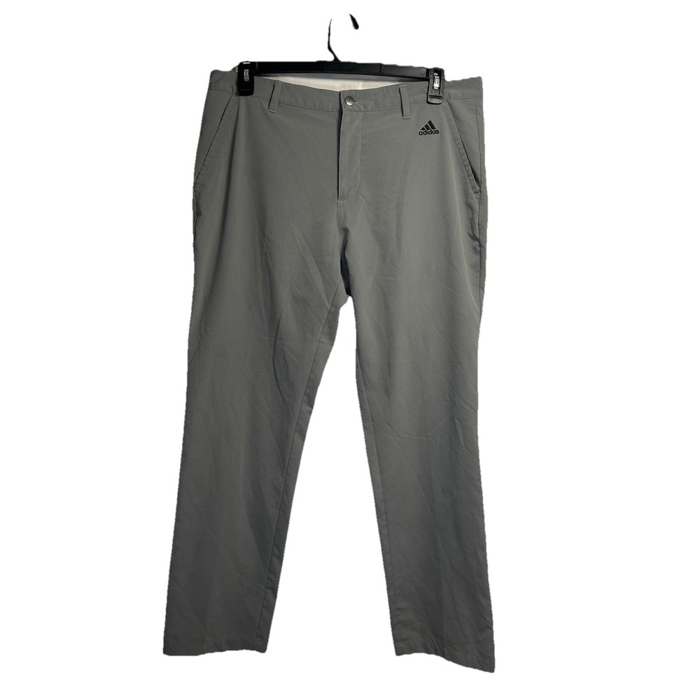 Adidas Golf Pants Men's 37x31 Gray Performance Lightweight Stripes Straight‎ Leg